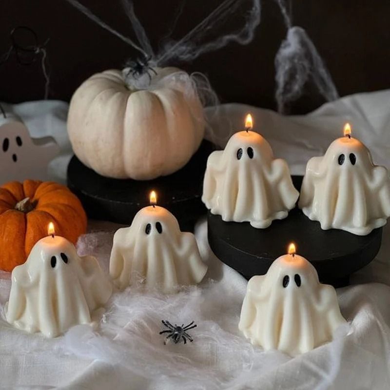 Halloween Ghost Silicone Candle Mould | Reusable for Wax, Resin, Plaster and Soap Crafts | Flexible, Easy-Release Design