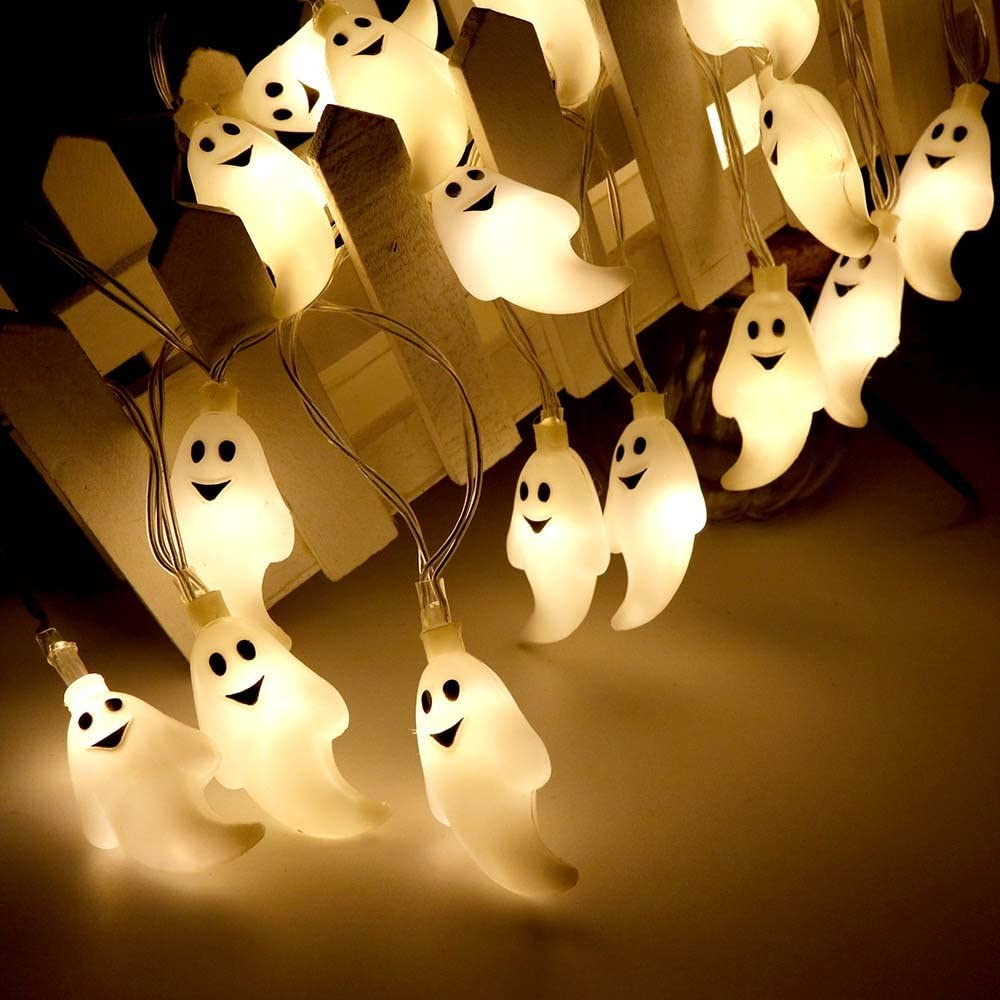 Halloween Ghost String Lights LED | Mini Ghost-Shaped Lights, Indoor &amp; Outdoor Use | Weather-Resistant, Energy-Efficient
