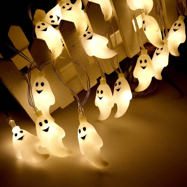 Halloween Ghost String Lights LED | Mini Ghost-Shaped Lights, Indoor &amp; Outdoor Use | Weather-Resistant, Energy-Efficient