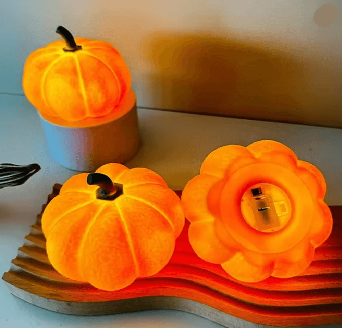 Halloween Pumpkin LED Night Light | Battery-Powered Portable Lantern | Warm Cordless Glow for Kids Rooms and Parties