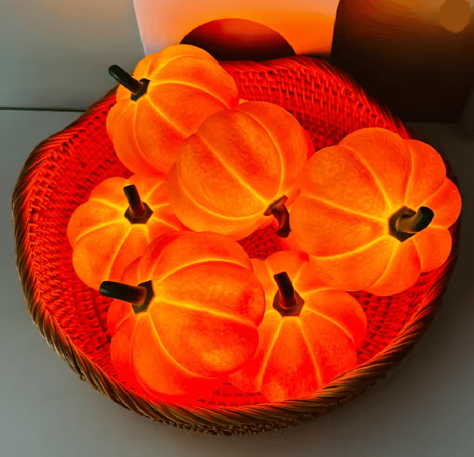 Halloween Pumpkin LED Night Light | Battery-Powered Portable Lantern | Warm Cordless Glow for Kids Rooms and Parties