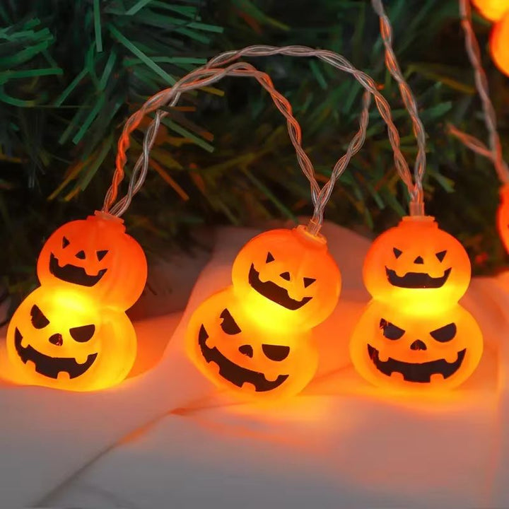 Halloween Pumpkin String Lights | 10 or 20 LED Battery-Powered Bulbs | Weather-Resistant Indoor &amp; Outdoor Decor