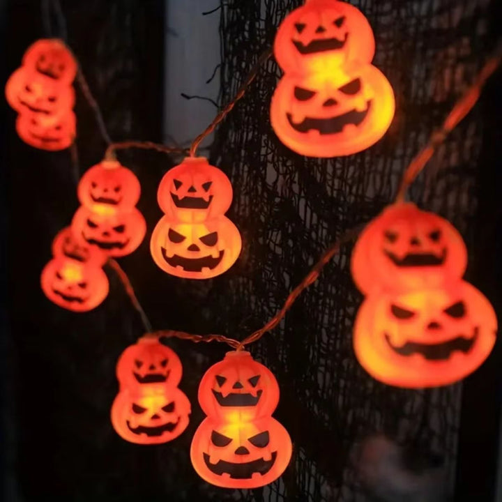Halloween Pumpkin String Lights | 10 or 20 LED Battery-Powered Bulbs | Weather-Resistant Indoor &amp; Outdoor Decor