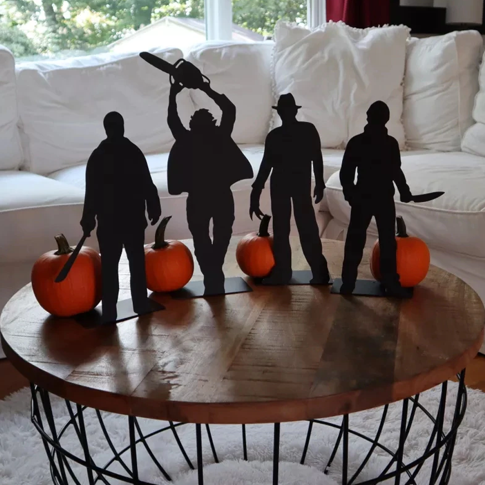 Halloween Shadow Figures Silhouette Decorations | Set of 4 Freestanding Action Poses | No Tools or Hanging Required