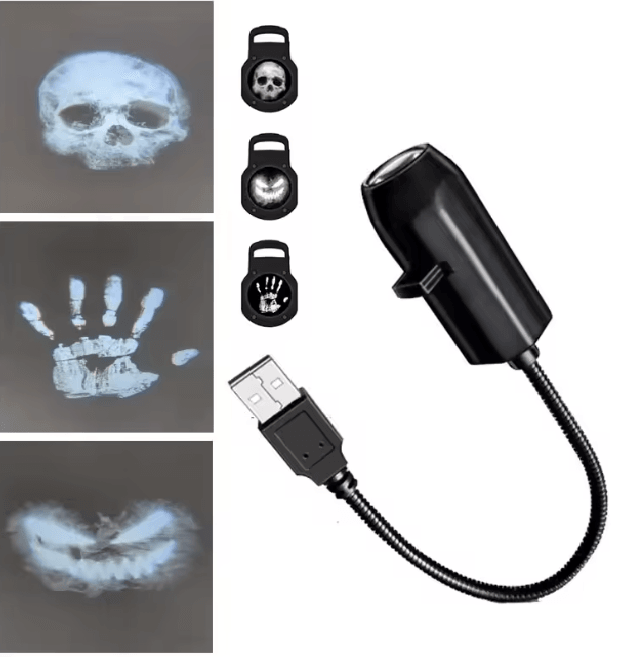 Halloween Skull Projection Night Light | Rotating Multi-Pattern USB Projector | Ghostly Party Wall Ceiling Decor