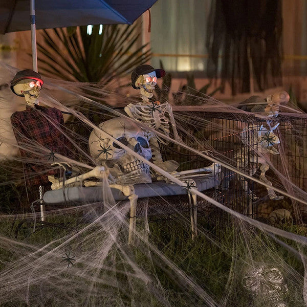 Halloween Spider Web Decoration | Stretchable Cobweb with Fake Spider Prop | Indoor and Outdoor Halloween Party Décor