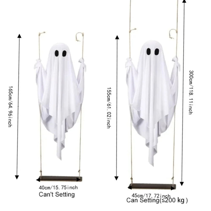Hanging Ghost Halloween Decoration | LED Light with Remote Control | Weather-Resistant Swing Effect for Outdoor Yard