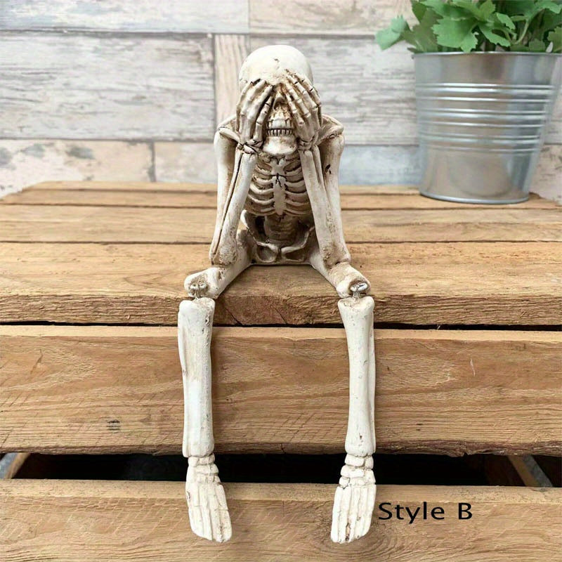 Hanging Skeleton Decoration | Resin Halloween Easter Hanukkah Ornament | Weather Resistant Indoor Outdoor Garden Use