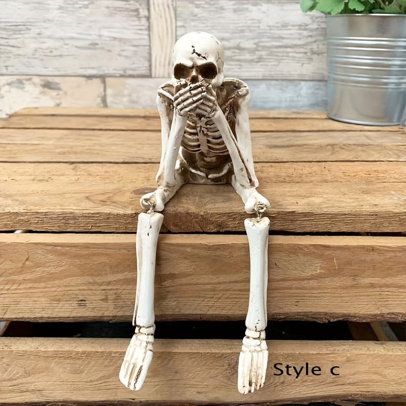 Hanging Skeleton Decoration | Resin Halloween Easter Hanukkah Ornament | Weather Resistant Indoor Outdoor Garden Use