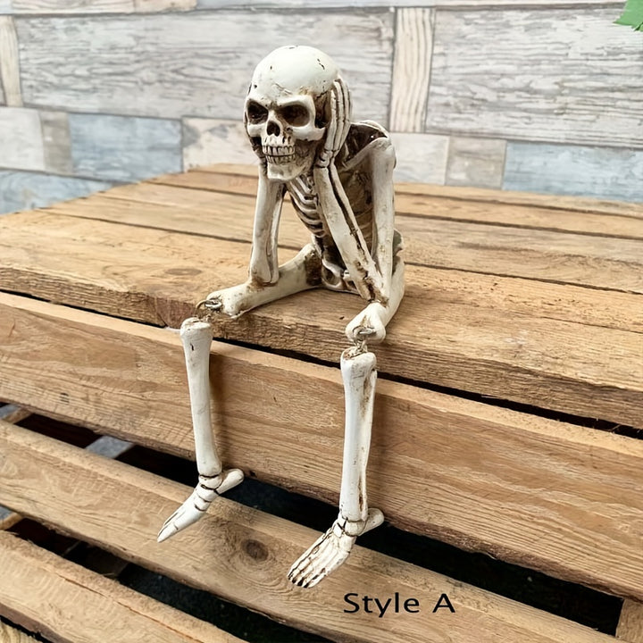 Hanging Skeleton Decoration | Resin Halloween Easter Hanukkah Ornament | Weather Resistant Indoor Outdoor Garden Use
