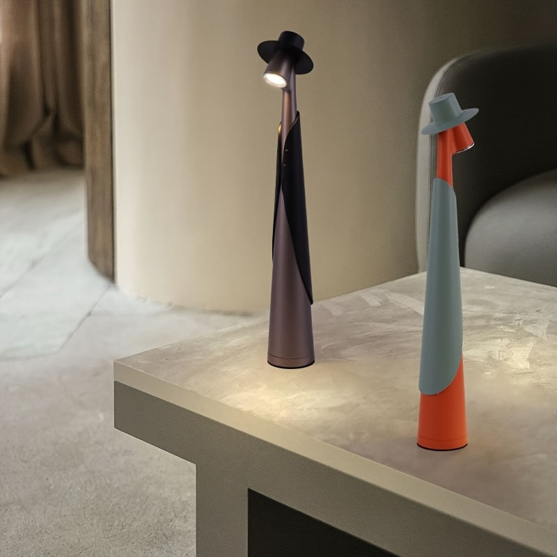 Hat Lamp | Figure Shape, Brimmed Shade, Cordless Base