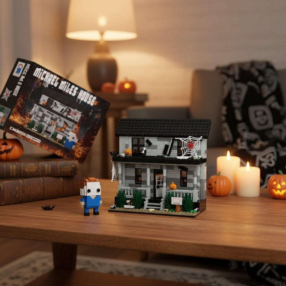 Haunted House Building Blocks Set Halloween | 583-Piece Kit with Mini Figure | Sturdy Plastic Reusable Indoor Display