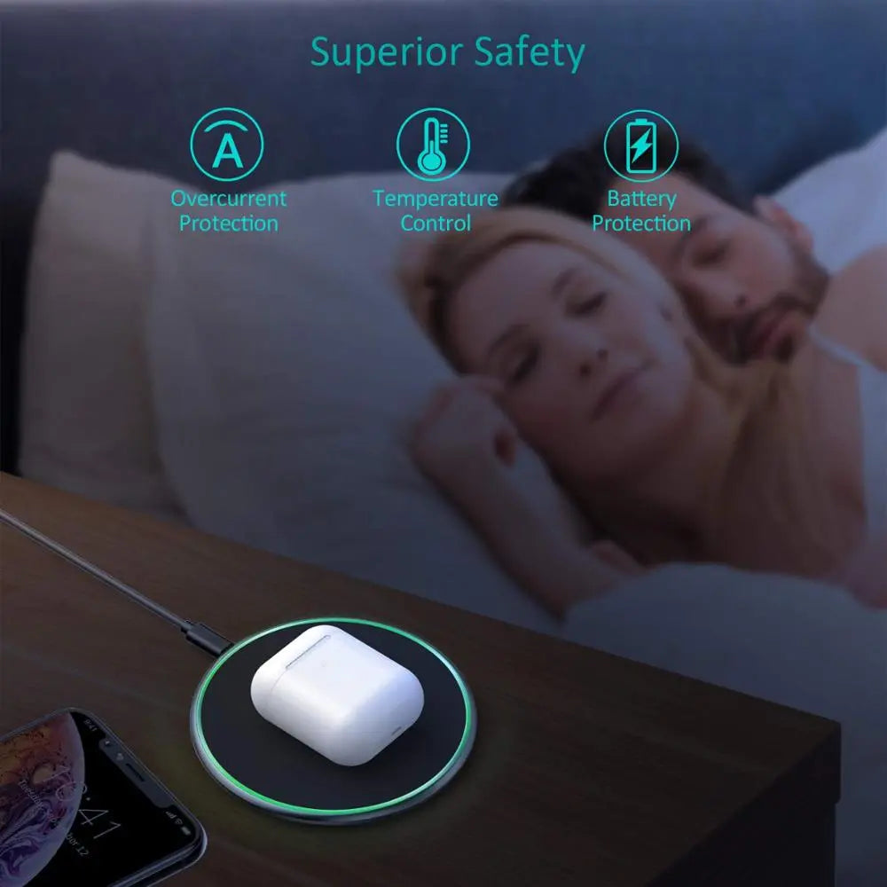 Round Wireless Charging Pad 30 W LED Status Ring Qi 6