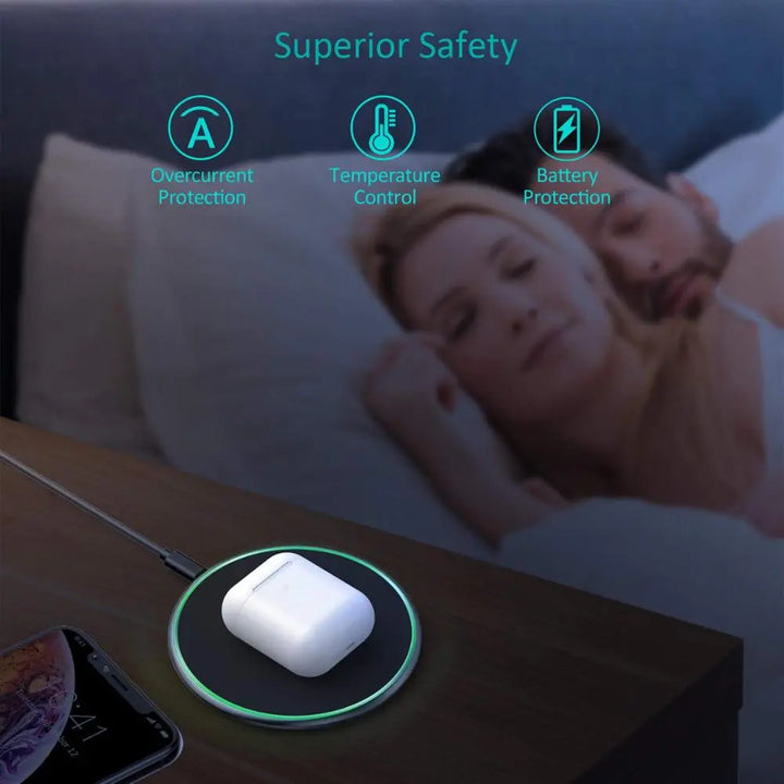 Round Wireless Charging Pad 30 W LED Status Ring Qi 6