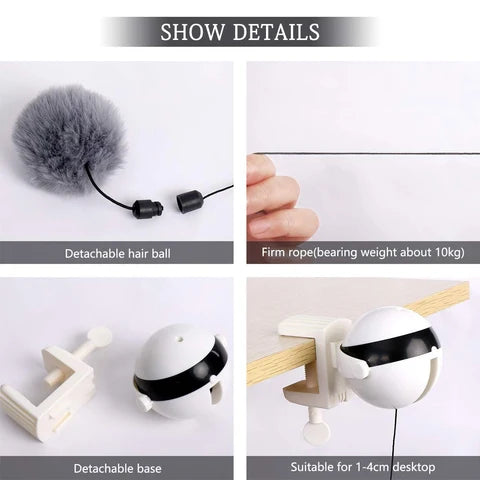 Automatic Cat Toy Ball | Rising Cord Teaser, Edge Clamp