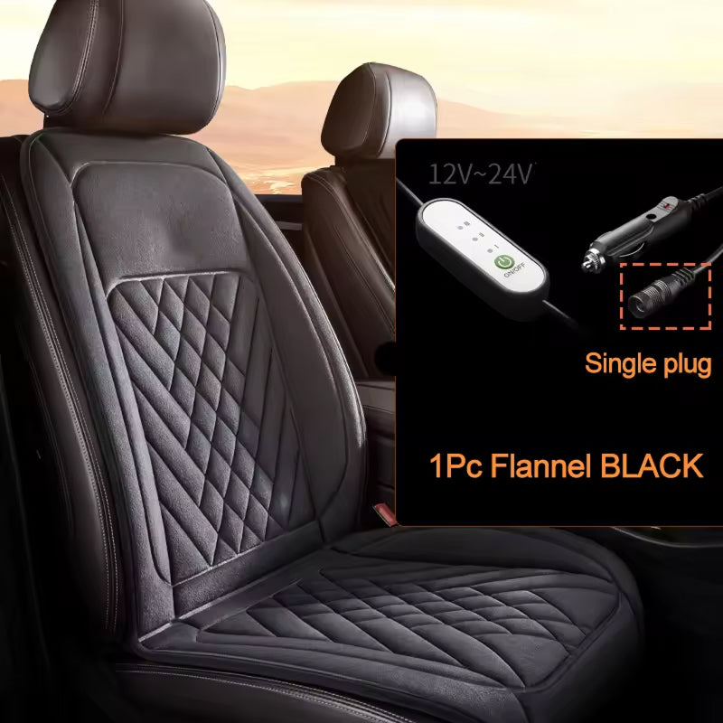 Heated Car Seat Cover | 3 Temperature Levels | 12V–24V Universal | Rapid Heating | Machine Washable