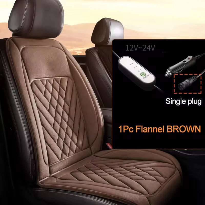Heated Car Seat Cover | 3 Temperature Levels | 12V–24V Universal | Rapid Heating | Machine Washable