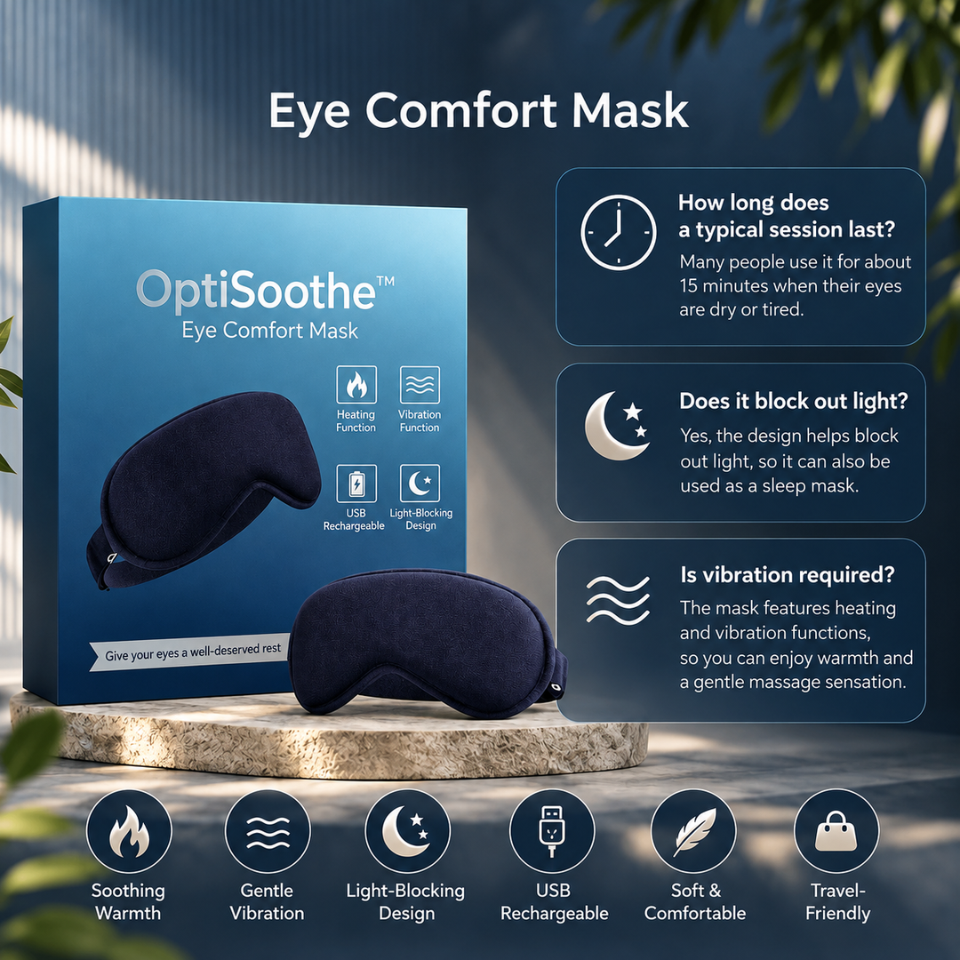 Heated Eye Mask with Vibration | Graphene Heating, 3 Temperature Settings, USB-C | Soothing Warmth for Tired, Dry Eyes