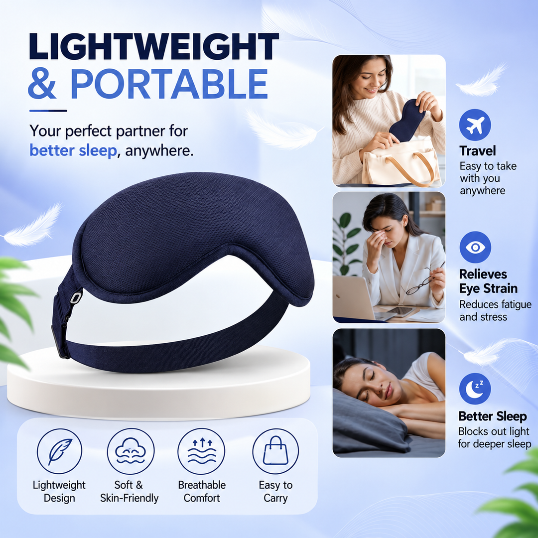 Heated Eye Mask with Vibration | Graphene Heating, 3 Temperature Settings, USB-C | Soothing Warmth for Tired, Dry Eyes
