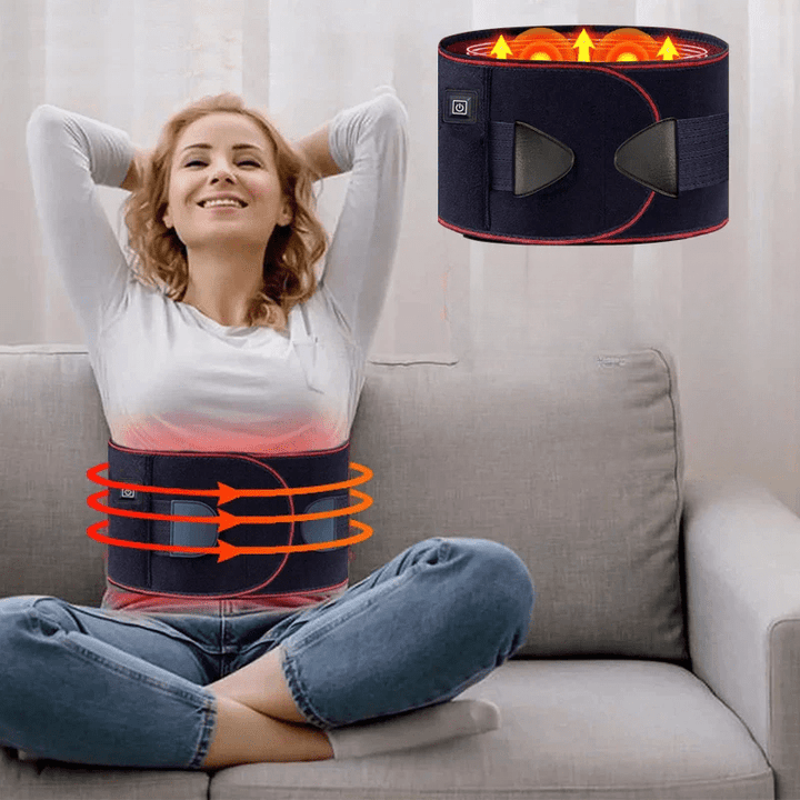 Heated Lower Back Support Belt | 3 Adjustable Heat Settings, Ergonomic Lumbar Fit | Soft Breathable Wrap for Home &amp; Work