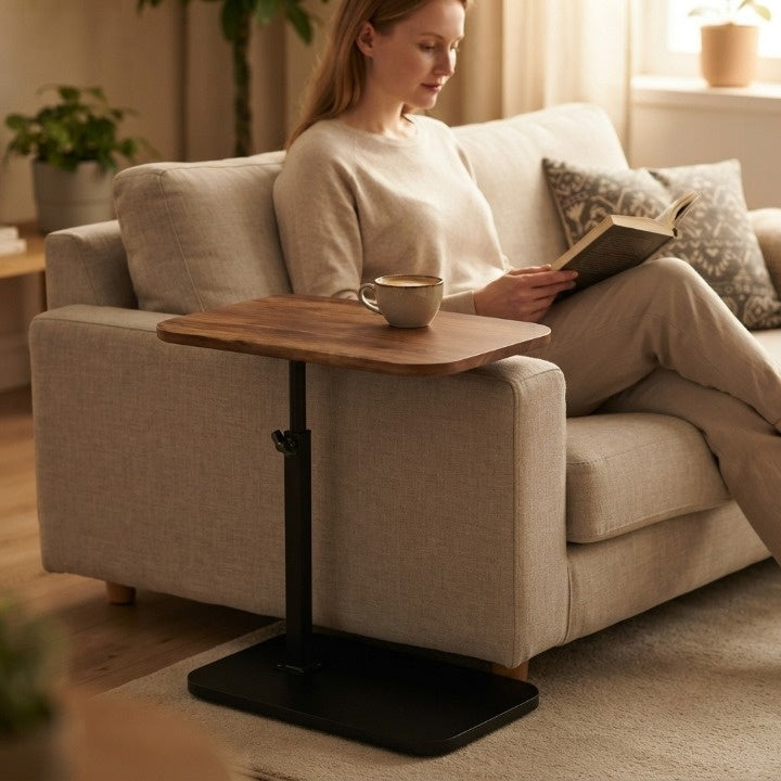 Height-Adjustable Side Table | C Shape Sofa Side Table