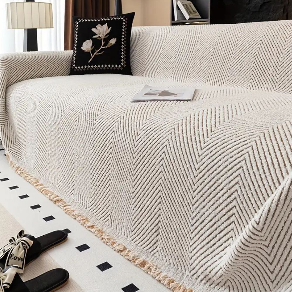 Herringbone Sofa Cover Microfibre Blend | Anti Slip Design | Protects Against Stains, Pet Hair and Everyday Wear
