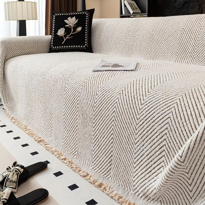 Herringbone Sofa Cover Microfibre Blend | Anti Slip Design | Protects Against Stains, Pet Hair and Everyday Wear