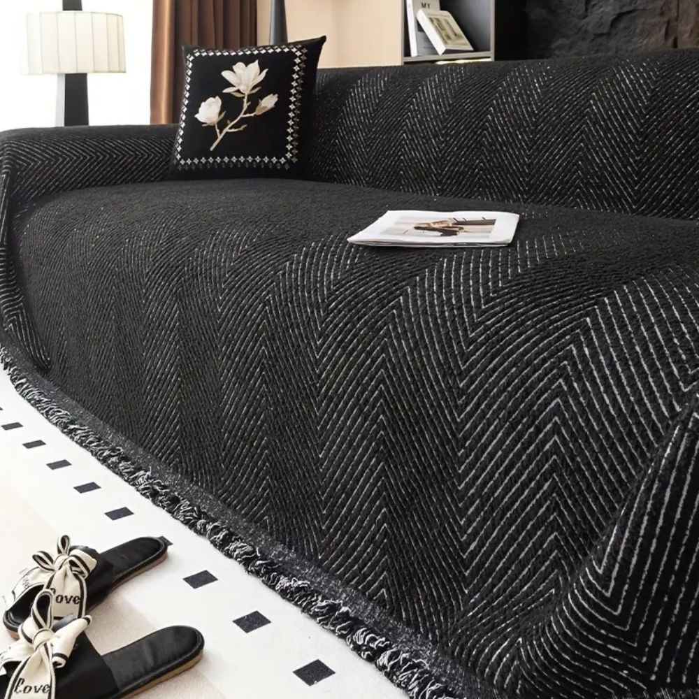 Herringbone Sofa Cover Microfibre Blend | Anti Slip Design | Protects Against Stains, Pet Hair and Everyday Wear