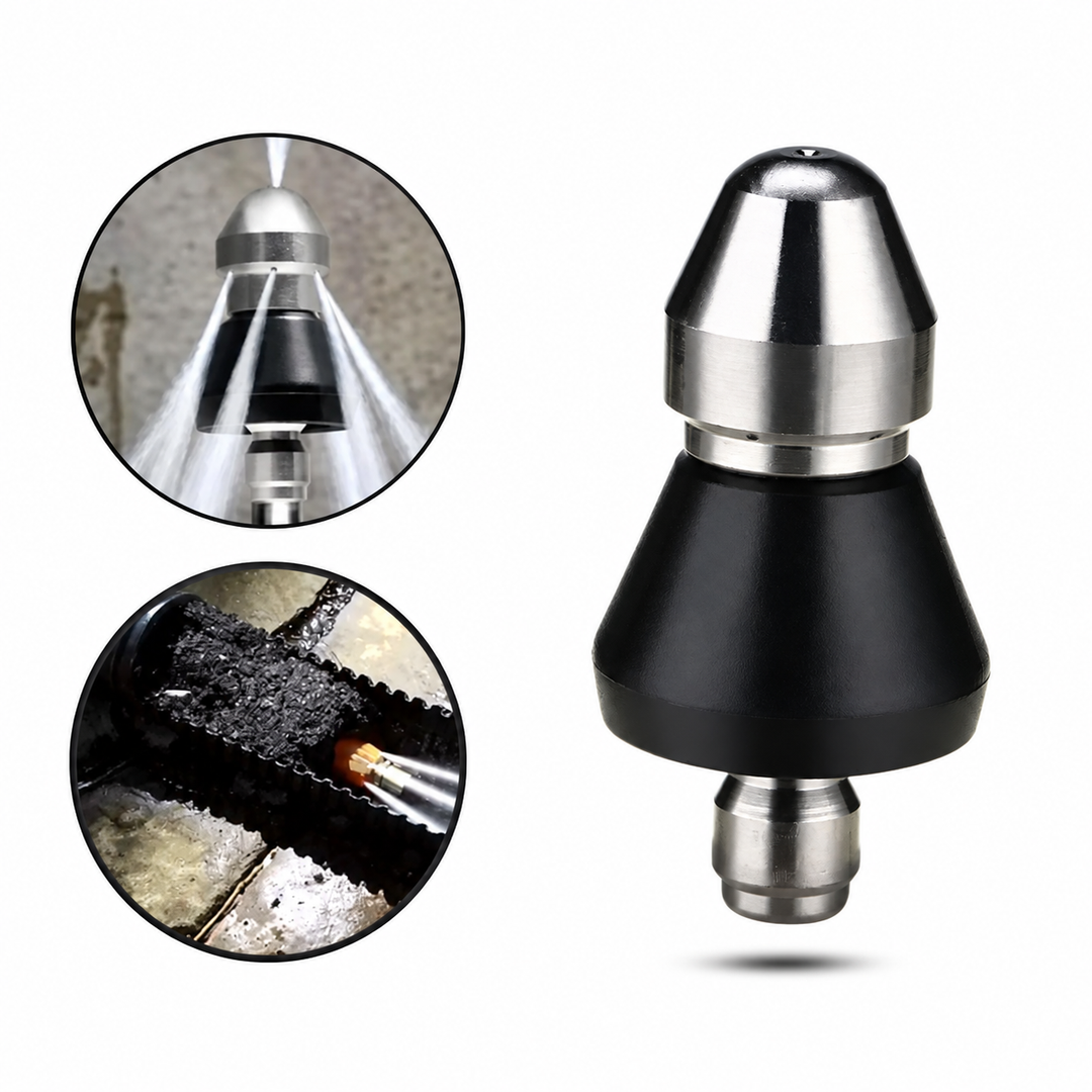 High-Pressure Drain Cleaning Nozzle, Stainless Steel | Fits Standard Garden Hose, Up to 5000 PSI | Clears Clogs Without Chemicals