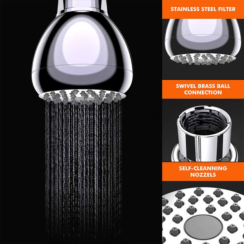 High Pressure Shower Head | Anti-Clog Nozzles | Chrome, Matt Black &amp; Brushed Nickel | G1/2" Brass