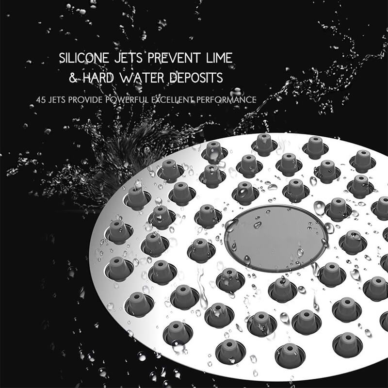High Pressure Shower Head | Anti-Clog Nozzles | Chrome, Matt Black &amp; Brushed Nickel | G1/2" Brass