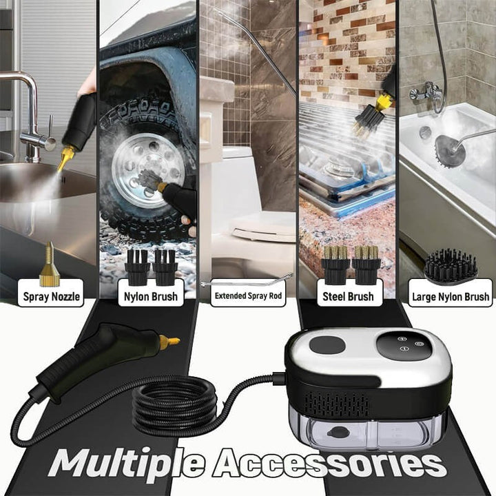High Pressure Steam Cleaner 2500W | 6 Adjustable Steam Settings with 5 Brush Heads | Multi-Surface Cleaning Tool