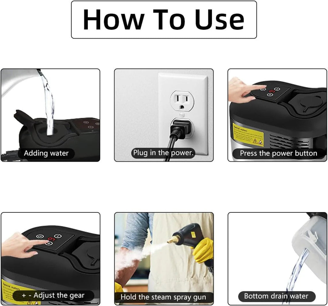 High Pressure Steam Cleaner 2500W | 6 Adjustable Steam Settings with 5 Brush Heads | Multi-Surface Cleaning Tool