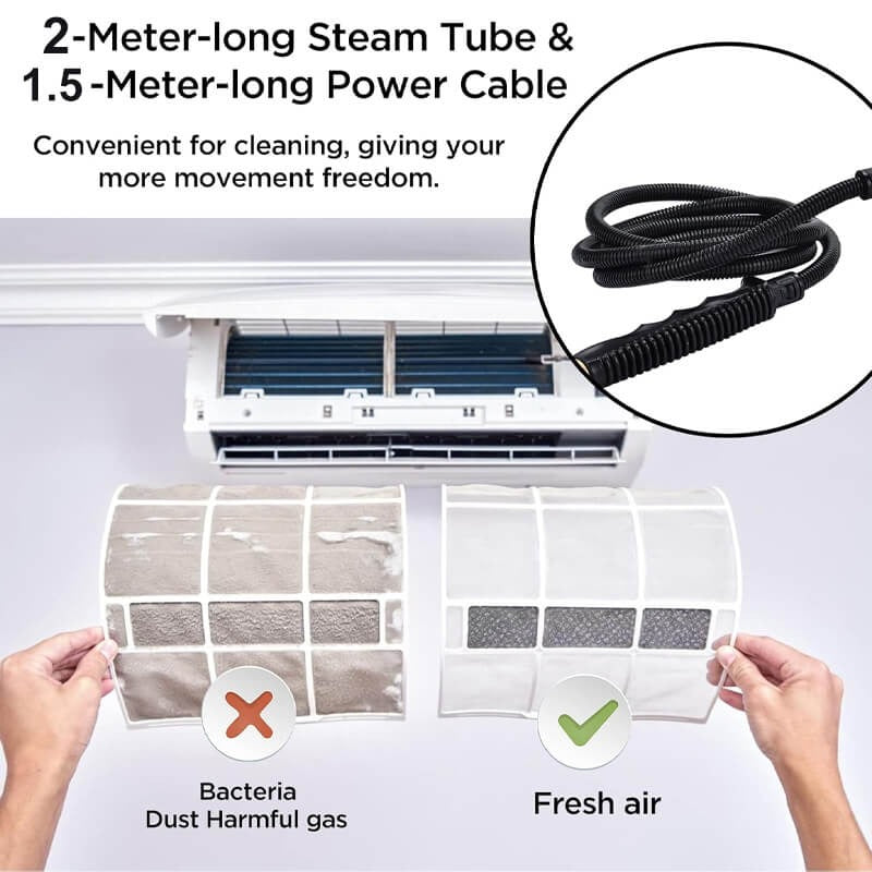 High Pressure Steam Cleaner 2500W | 6 Adjustable Steam Settings with 5 Brush Heads | Multi-Surface Cleaning Tool