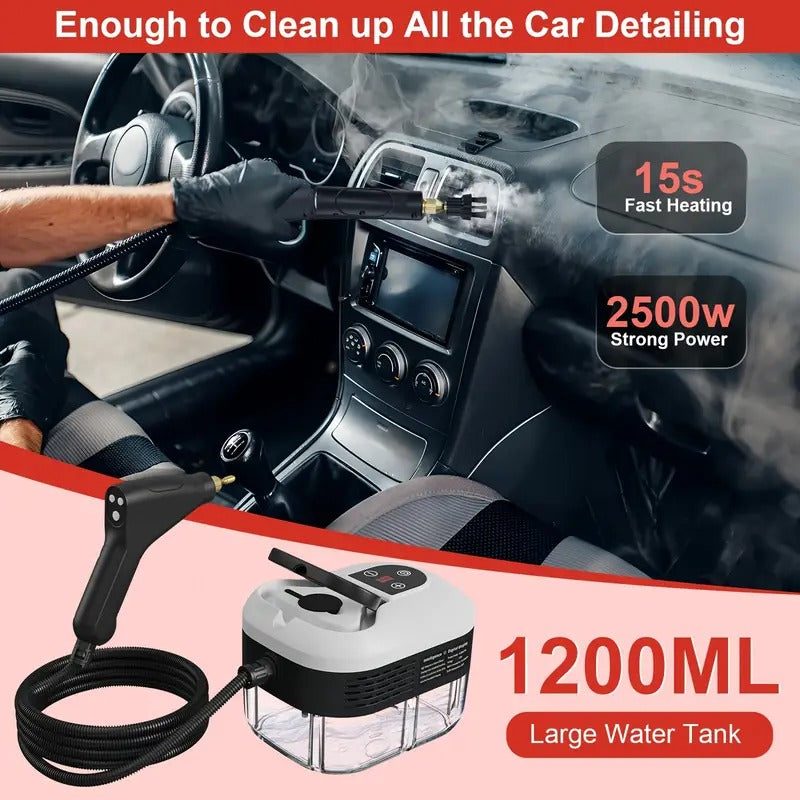 High Pressure Steam Cleaner 2500W | 6 Adjustable Steam Settings with 5 Brush Heads | Multi-Surface Cleaning Tool
