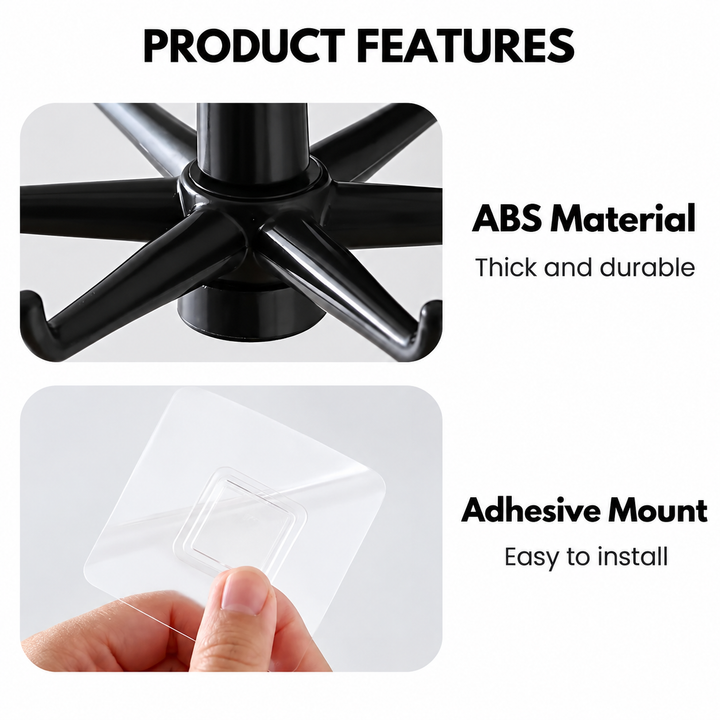 Hook Organizer with 360° Swivel Function | Adhesive Rotating Rack