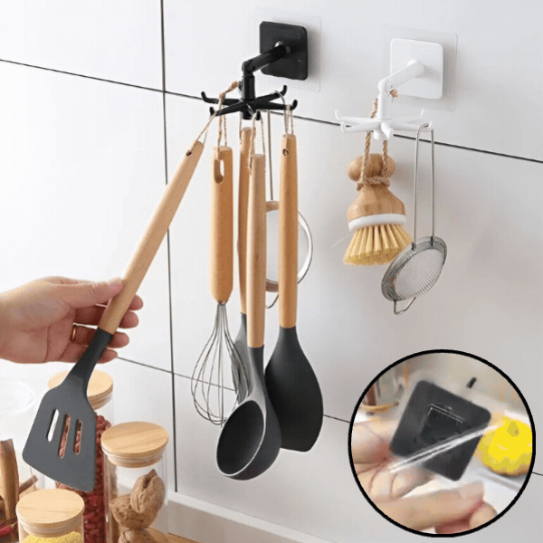Hook Organizer with 360° Swivel Function | Adhesive Rotating Rack