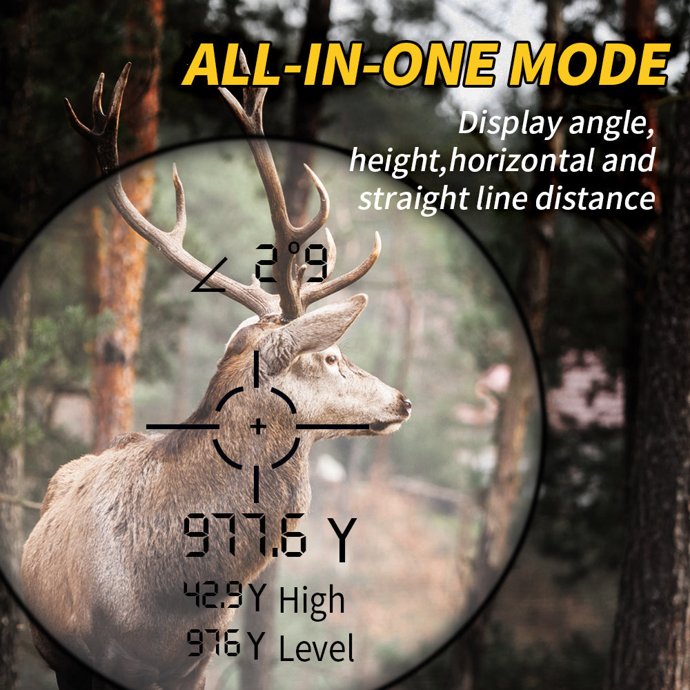 Hunting Range Finder 1000 Yards | 6.5X Laser Rangefinder with Angle &amp; Height Data | USB-C Rechargeable, Rainproof Build