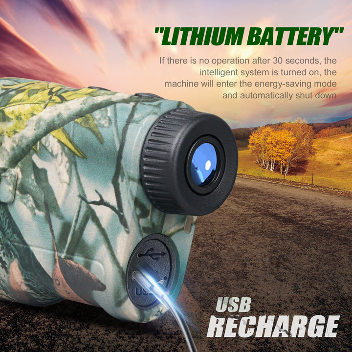 Hunting Range Finder 1000 Yards | 6.5X Laser Rangefinder with Angle &amp; Height Data | USB-C Rechargeable, Rainproof Build