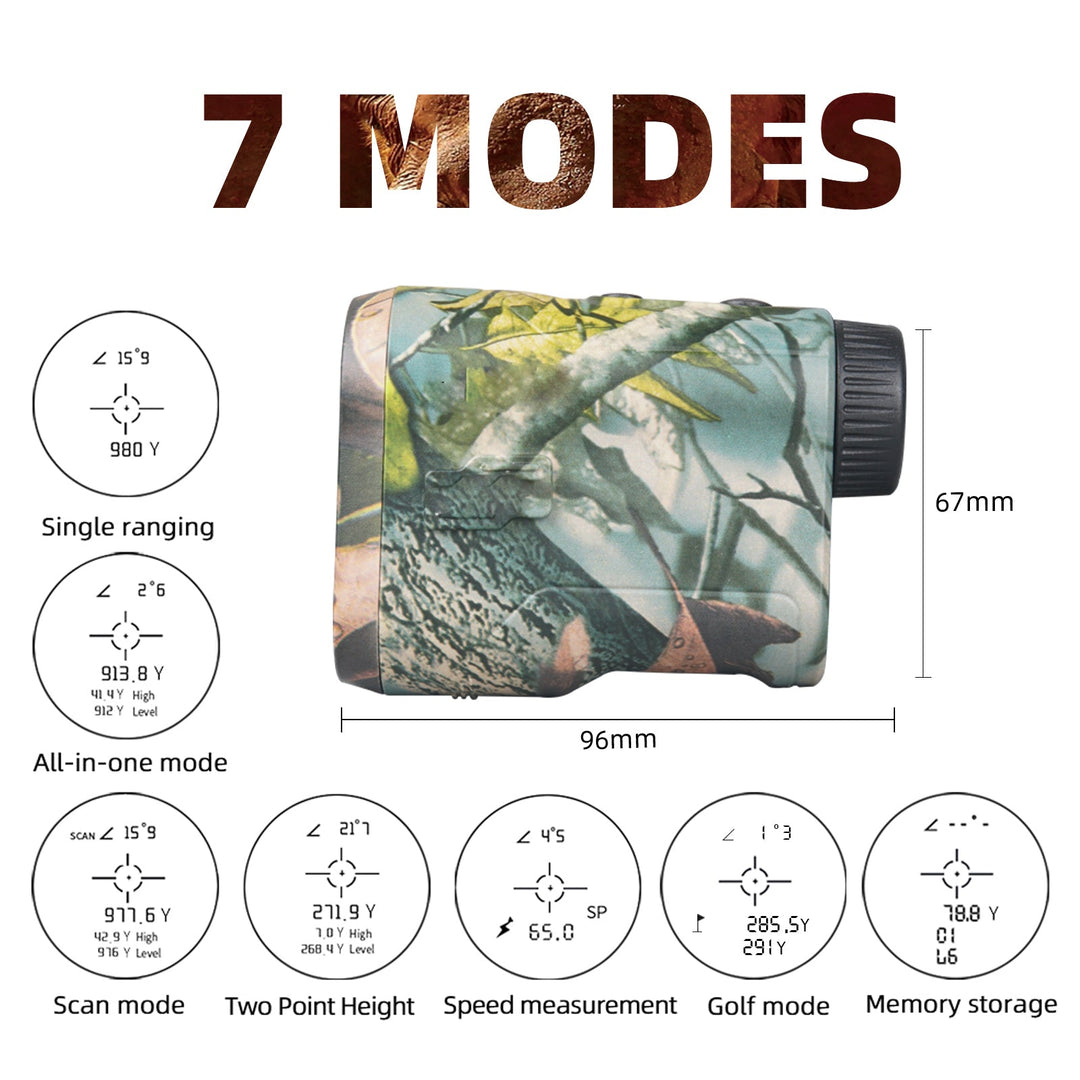 Hunting Range Finder 1000 Yards | 6.5X Laser Rangefinder with Angle &amp; Height Data | USB-C Rechargeable, Rainproof Build