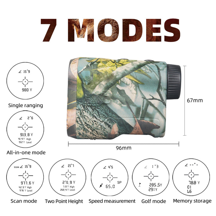 Hunting Range Finder 1000 Yards | 6.5X Laser Rangefinder with Angle &amp; Height Data | USB-C Rechargeable, Rainproof Build