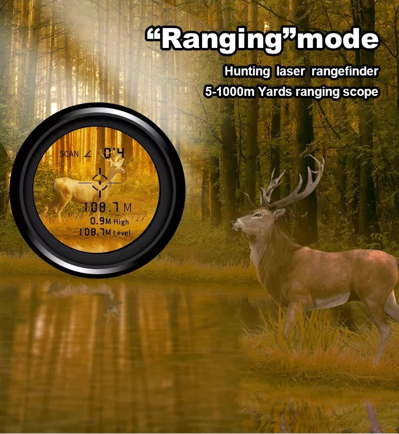 Hunting Range Finder 1000 Yards | 6.5X Laser Rangefinder with Angle &amp; Height Data | USB-C Rechargeable, Rainproof Build