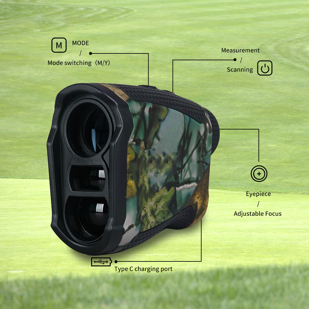 Hunting Range Finder 1000 Yards | 6.5X Laser Rangefinder with Angle &amp; Height Data | USB-C Rechargeable, Rainproof Build