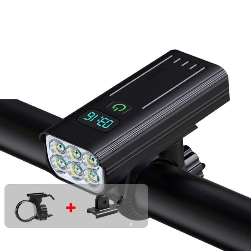 LED Bike Light 5000 Lumens | 12 LEDs USB-C Rechargeable Battery | 10,000mAh Capacity with Digital Display and Aluminium Housing 1