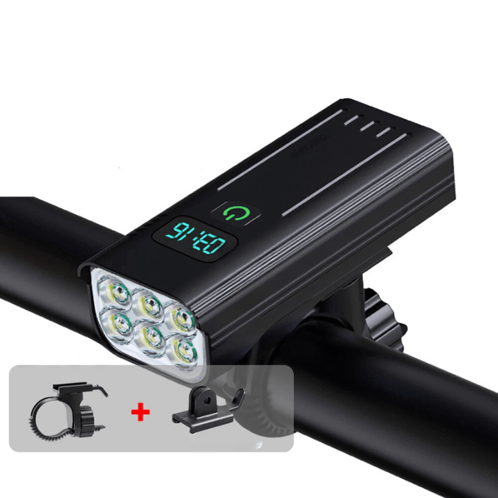 LED Bike Light 5000 Lumens | 12 LEDs USB-C Rechargeable Battery | 10,000mAh Capacity with Digital Display and Aluminium Housing 1