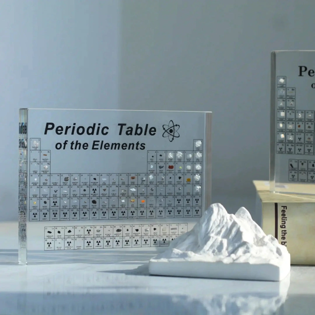 Periodic Table Lamp Acrylic with Wooden Base | 83 Real Element Samples in 3 Sizes | Warm White USB-Powered Glow 5