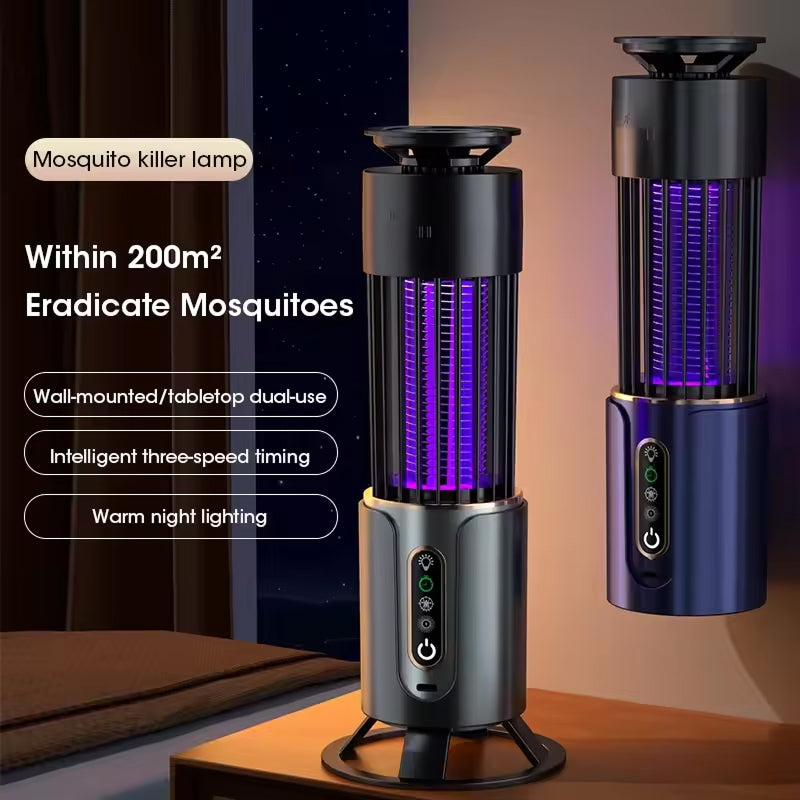 Indoor Insect Trap | 360° UV Light & Electric Grid | USB Rechargeable | 200m² Coverage | Night Light
