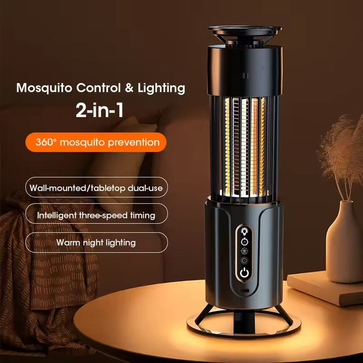 Indoor Insect Trap | 360° UV Light &amp; Electric Grid | USB Rechargeable | 200m² Coverage | Night Light