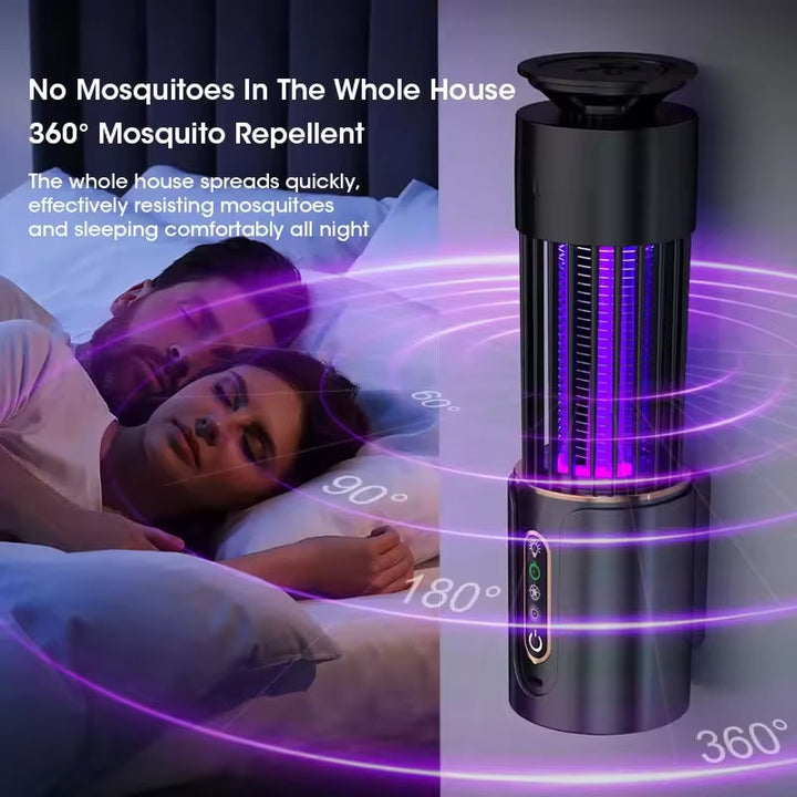 Indoor Insect Trap | 360° UV Light &amp; Electric Grid | USB Rechargeable | 200m² Coverage | Night Light