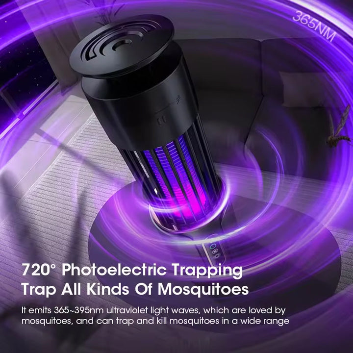Indoor Insect Trap | 360° UV Light &amp; Electric Grid | USB Rechargeable | 200m² Coverage | Night Light